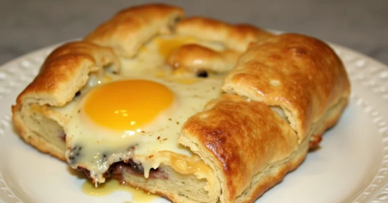 a pastry with a egg and cheese on it