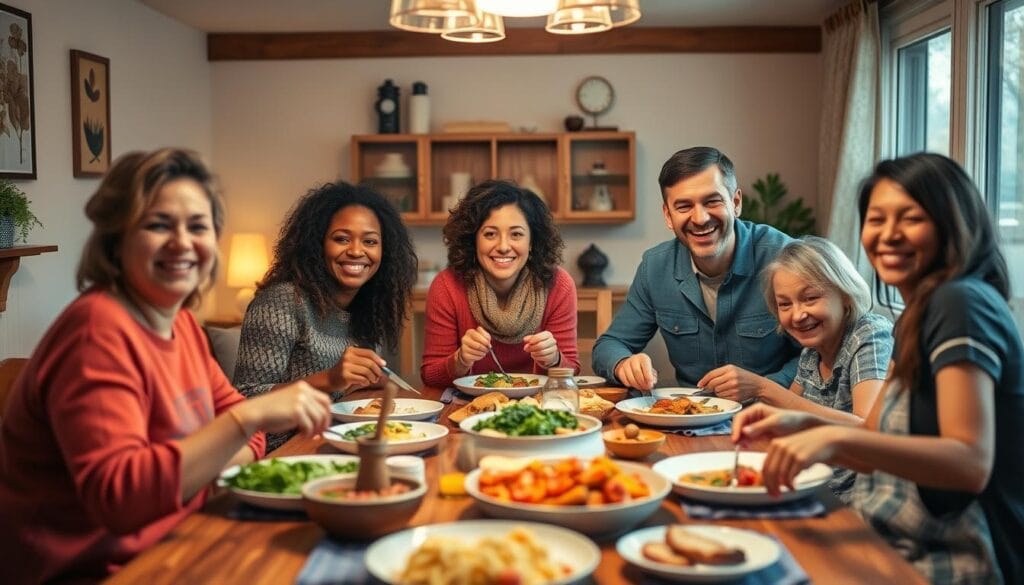 family around the table enjoying home meals