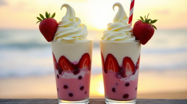 strawberry piña colada with malibu frosting